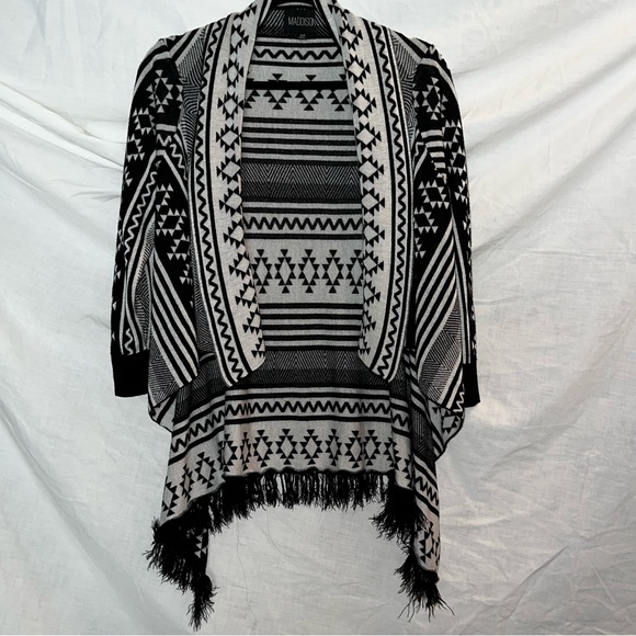 Maddison Sweaters - Maddison Aztec Style Fringe Cardigan